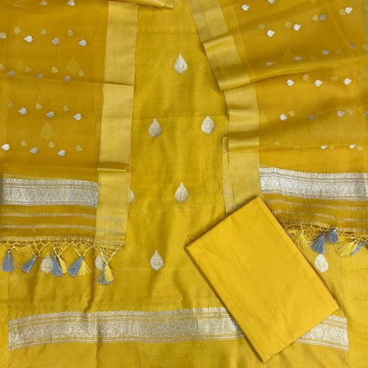 Pure handloom kadwa 3 suit set satain border